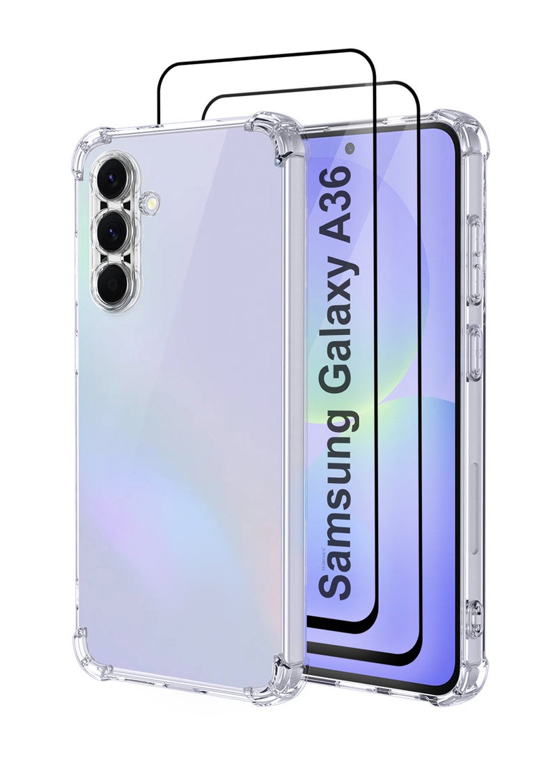 MARGOUN 3Packs TPU Gorilla Case for Galaxy A36 5G – Transparent Shockproof Anti-Fall Cover with Two Screen Protectors Clear-3  - Image 1