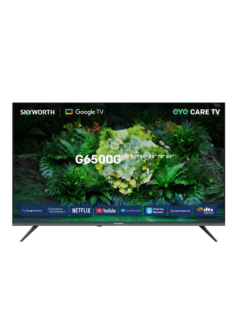 Skyworth 75G6500G - 75" UHD 4K 60Hz LED TV with Google TV, Chameleon Extreme 2.0, HDR10, Eye Care 2.0, Game Mode, 3xHDMI, 2xUSB, DTS Studio Sound, and Find-my Remote 75G6500G Black  - Image 1