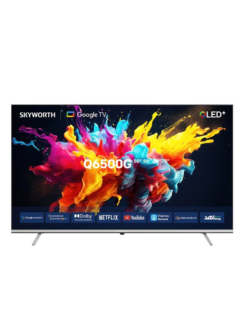 Skyworth 75Q6500G - 75" 4K QLED+ 60Hz TV with Google TV, Chameleon Extreme 2.0, Dolby Atmos, Eye Care 2.0, Game Mode, 2x12W Speakers, and Hands-free Voice Control 75Q6500G black  - Image 1