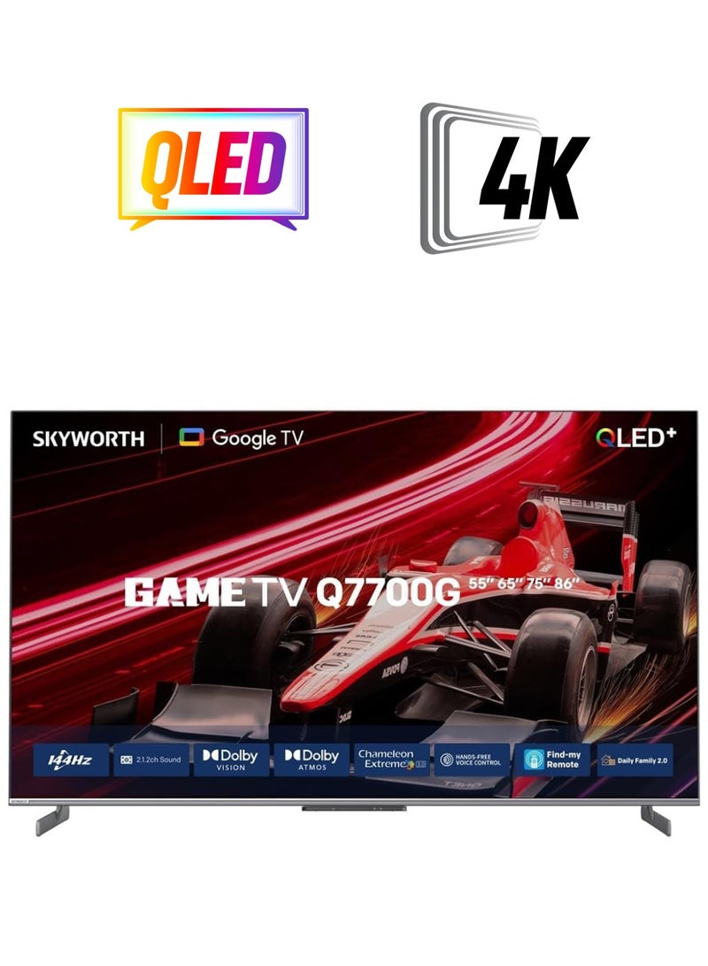 Skyworth 86" QLED 4K UHD Smart TV (86Q7700G) – 144Hz, Google TV, Dolby Vision/Atmos, HDMI 2.1, MEMC, AI Voice Remote, 32GB Storage – Home Theater & Gaming Ready 86Q7700G black  - Image 1