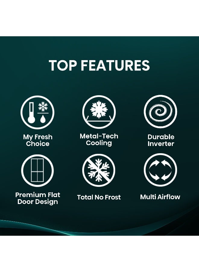 Hisense Gross 610L/Net 456L Cross Door  Refrigerator Fridge RQ5G470SBS3, My Fresh Choice Function, Metal-Tech Cooling, Durable Inverter, Premium Flat Door Design, Total No Frost, Multi AirFlow, Inverter RQ5G470SBS3 SILVER - Image 4