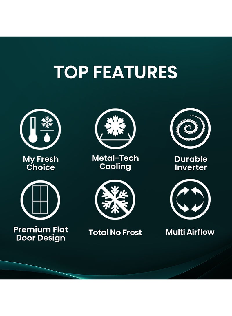 Hisense Gross 610L/Net 456L Cross Door  Refrigerator Fridge RQ5G470SBS3, My Fresh Choice Function, Metal-Tech Cooling, Durable Inverter, Premium Flat Door Design, Total No Frost, Multi AirFlow, Inverter RQ5G470SBS3 SILVER - Image 4