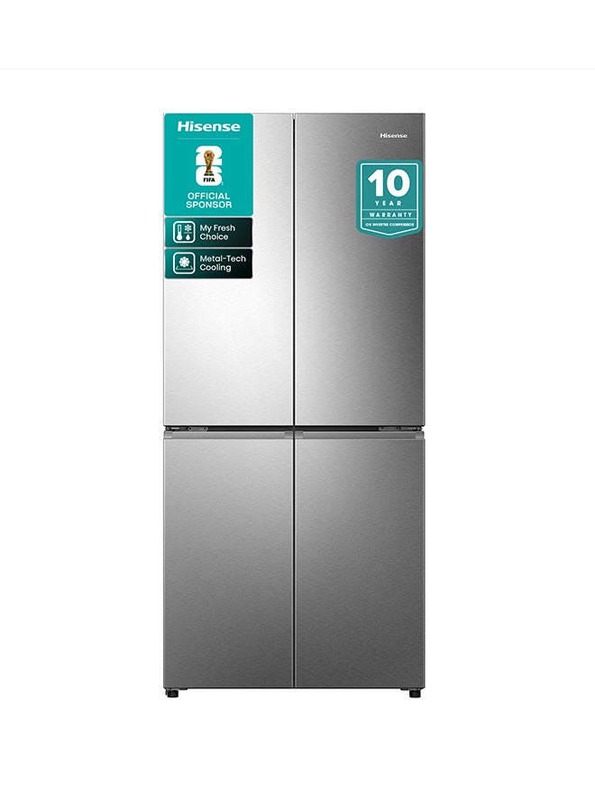 Hisense Gross 610L/Net 456L Cross Door  Refrigerator Fridge RQ5G470SBS3, My Fresh Choice Function, Metal-Tech Cooling, Durable Inverter, Premium Flat Door Design, Total No Frost, Multi AirFlow, Inverter RQ5G470SBS3 SILVER - Image 1