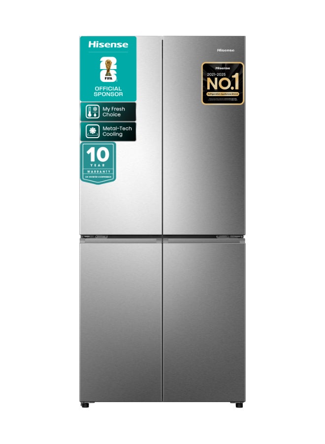 Hisense Gross 610L/Net 456L Cross Door  Refrigerator Fridge RQ5G470SBS3, My Fresh Choice Function, Metal-Tech Cooling, Durable Inverter, Premium Flat Door Design, Total No Frost, Multi AirFlow, Inverter RQ5G470SBS3 SILVER - Image 1