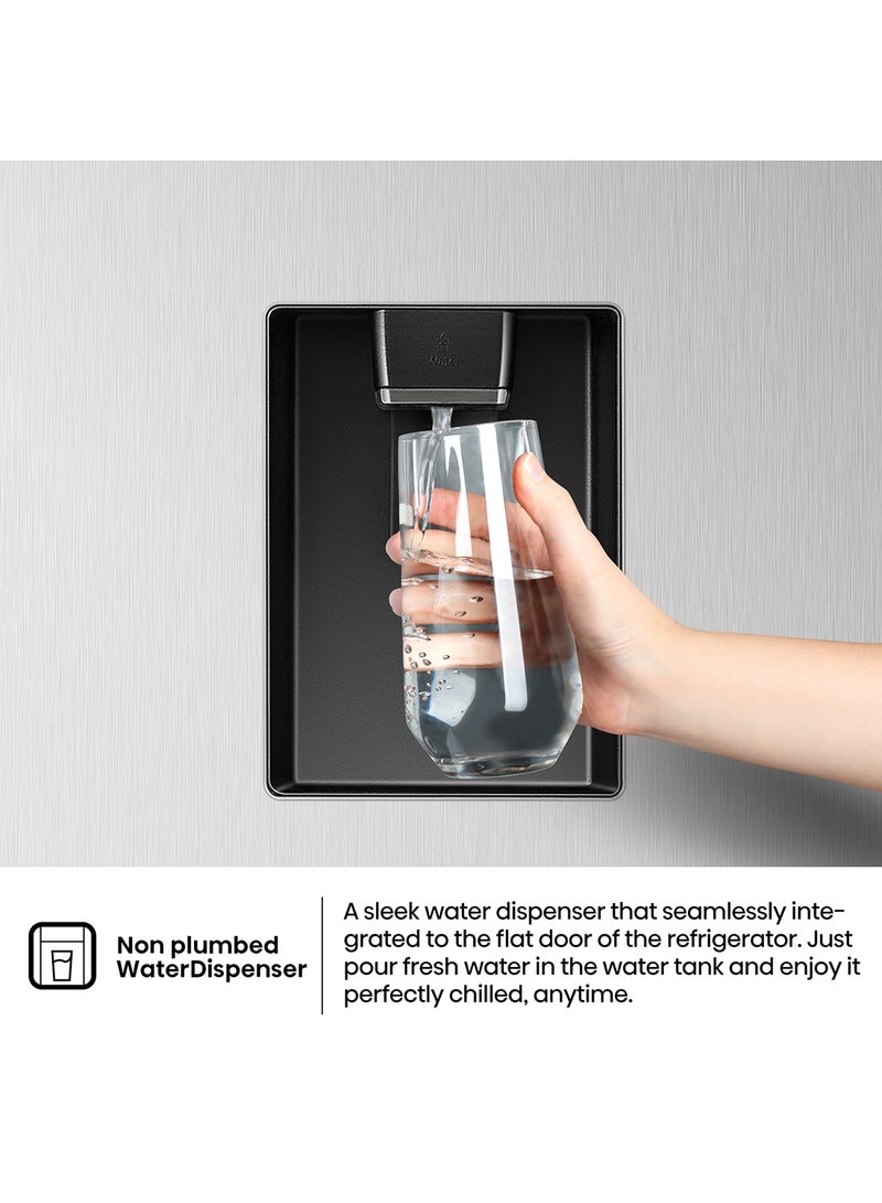 هايسنس ثلاجة مزدوجة الأبواب 869 لتر، موزع مياه غير موصل، منطقة تحكم في درجة الحرارة مزدوجة، عاكس متين، 91×71.7×179.5 سم (طول×عرض×ارتفاع) - - Image 2