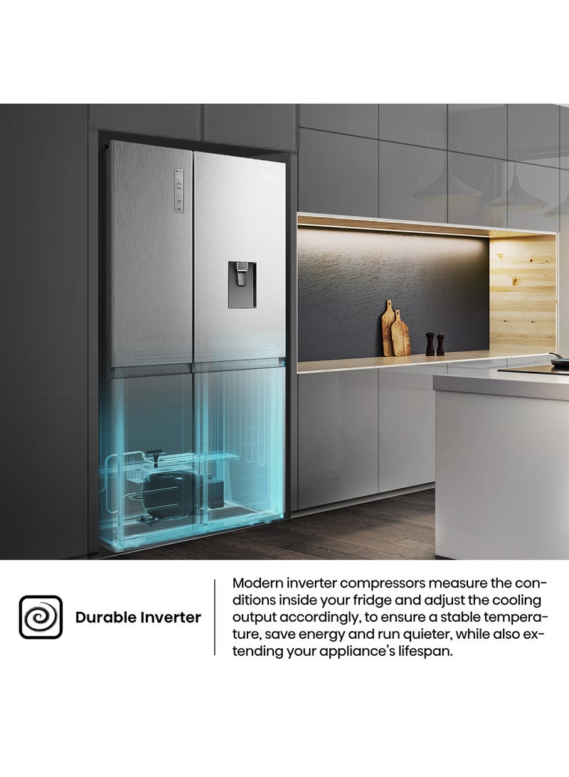 هايسنس ثلاجة مزدوجة الأبواب 869 لتر، موزع مياه غير موصل، منطقة تحكم في درجة الحرارة مزدوجة، عاكس متين، 91×71.7×179.5 سم (طول×عرض×ارتفاع) - - Image 5