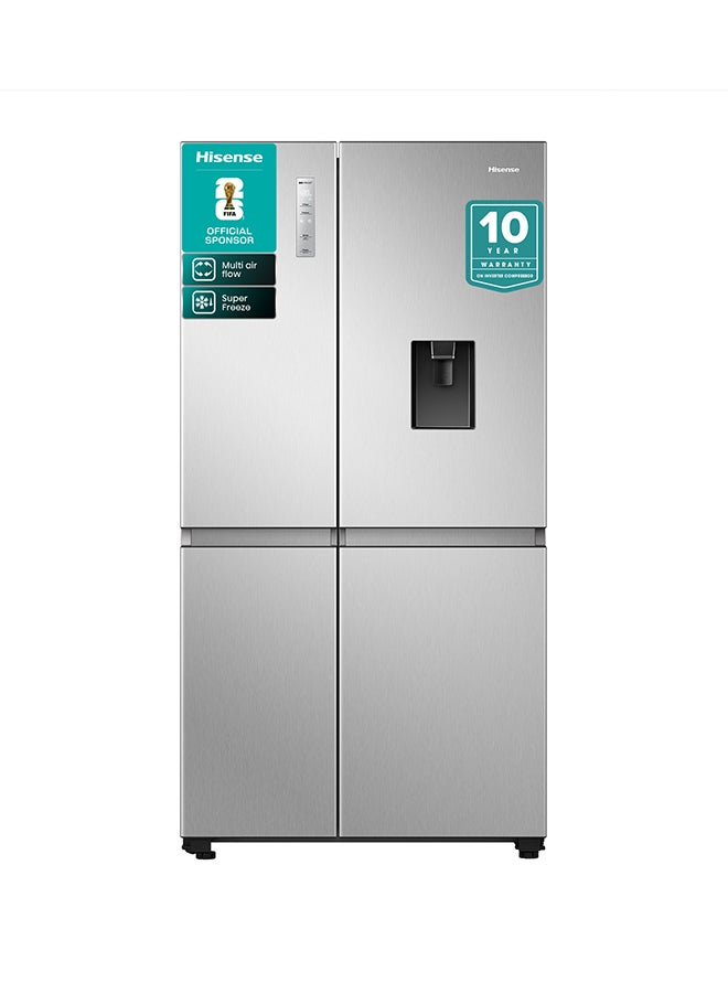 Hisense Gross 869L/Net 637L Side By Side Refrigerator Fridge RS3N668SMI3, Non Plumbed Water Despenser, Multi Air Flow, Super Freeze, Super Cool, Dual Temp Control Zone, Durable Inverter RS3N668SMI3 Silver - Image 1