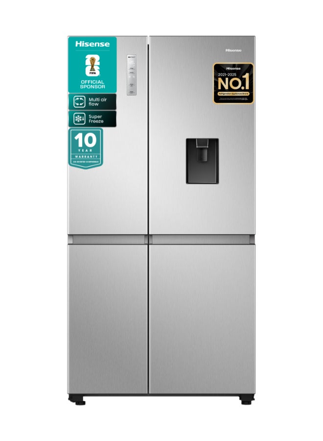 Hisense Gross 869L/Net 649L Side By Side Refrigerator Fridge RS3N668SMI3, Non Plumbed Water Despenser, Multi Air Flow, Super Freeze, Super Cool, Dual Temp Control Zone, Durable Inverter RS3N668SMI3 Silver - Image 1