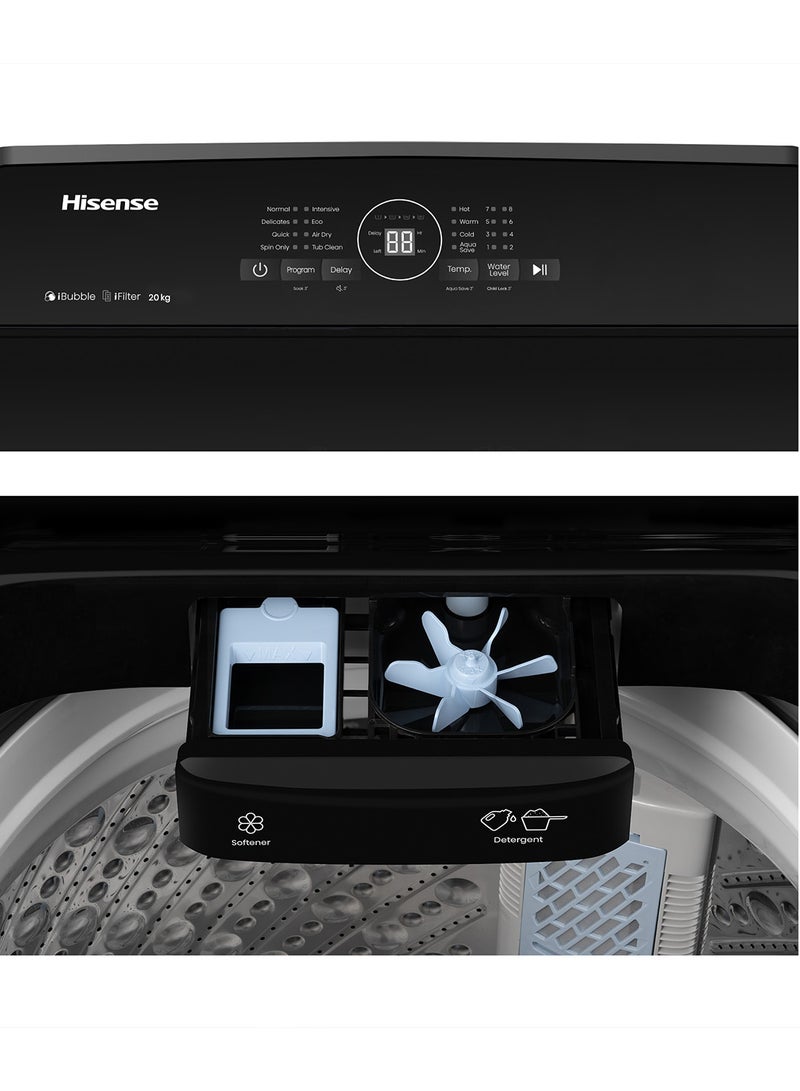 Hisense Top Load Washing Machine iBubble, iFilter, Aqua Save, Intensive, Soft Closing Lid+, Soak, Air Dry, Auto Restart - WT3I2023UT Titanium Gray - Image 4