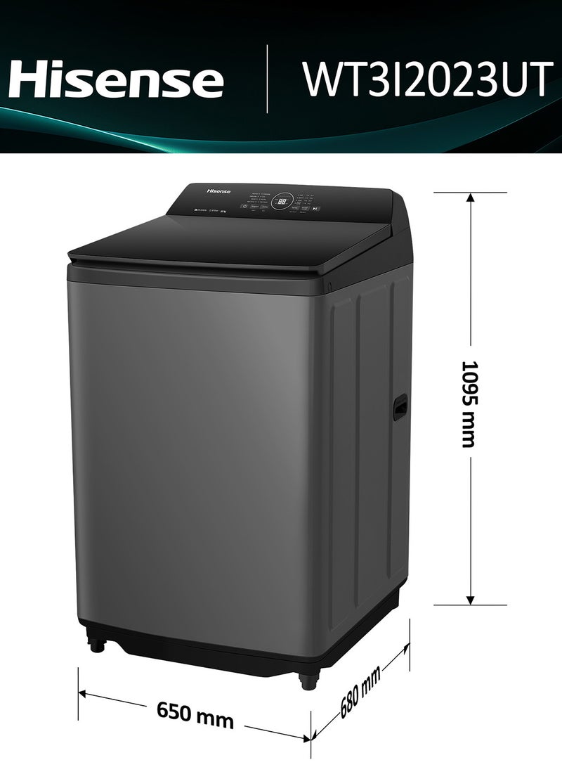 Hisense Top Load Washing Machine iBubble, iFilter, Aqua Save, Intensive, Soft Closing Lid+, Soak, Air Dry, Auto Restart - WT3I2023UT Titanium Gray - Image 2