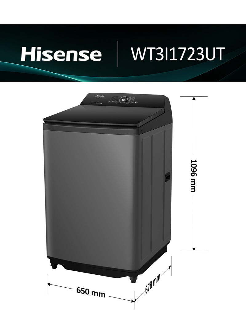 Hisense 17KG Top Loading Washing Machine WT3I1723UT, iBubble Clean, iFilter Function, Intensive, Aqua Save, Soft-Closing Lid+, Smart Fuzzy, Rear Control, Tub Clean WT3I1723UT Titanium Grey - Image 2