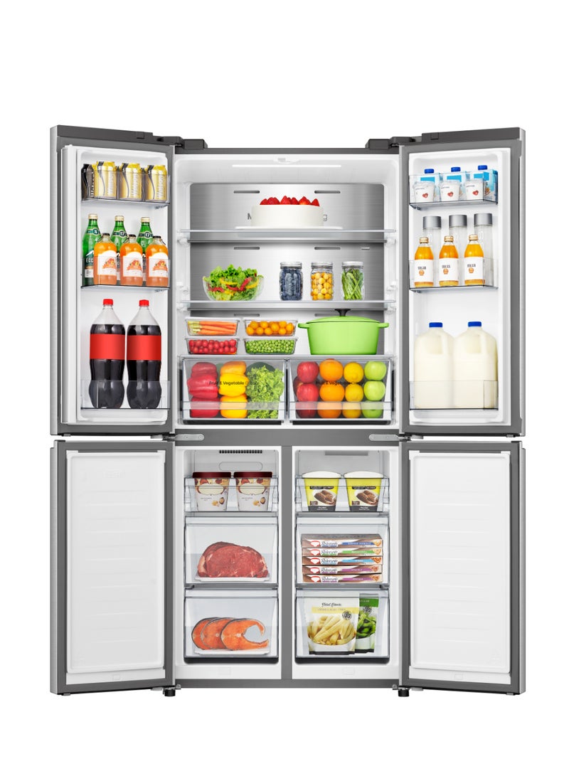 Hisense - Cross Door American 457L Freezer Fridge, My Fresh Choice, Frost Free, Multi Air Flow, Dual-Tech Cooling, Bottom Cooling System,1 Year Full And 10 Years Compressor Glass, 1 Year Full & 5 Years Compressor Warranty - RQ5G470SBS3 Silver - Image 1