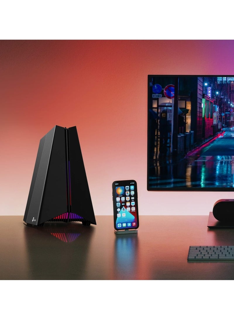 Archer GE550 BE9300 Tri-Band Wi-Fi 7 Gaming Router, 5G Multi-Gigabit Game Ports for Ultimate Speed Experience, Wi-Fi Router up to 9220 Mbps Speed, 4K-QAM, 6 GHz Smart Roaming with Easy-Mesh Black