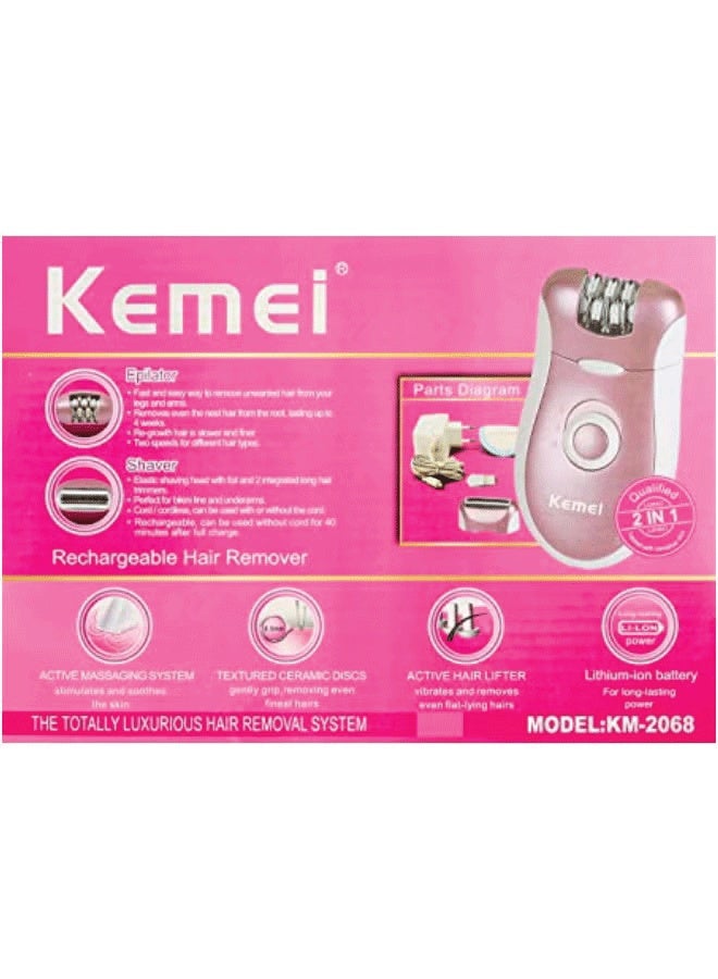 Rechargeable Epilator KM-2068 Pink/White
