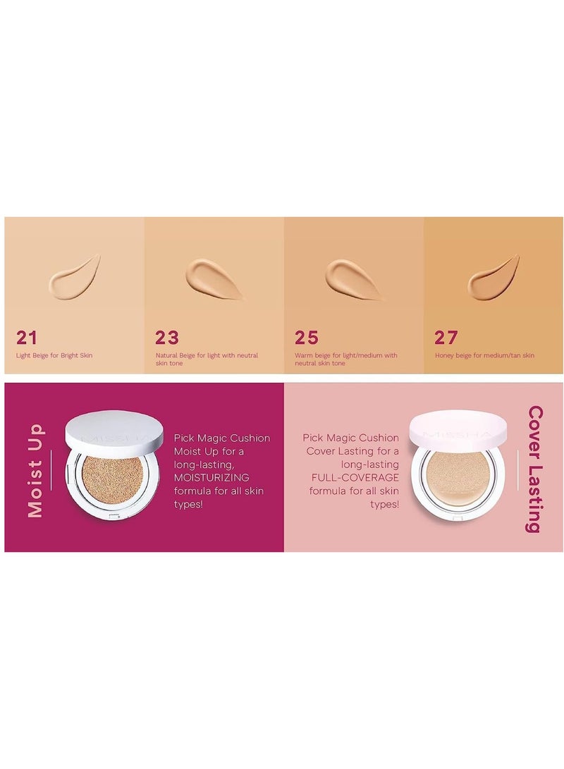 Missha - MISSHA Magic Cushion Foundation No.23 Natural Beige for Light with Neutral Skin Tone Flawless Coverage,Dewy Finish,Easy Application for All Skin Types No.23 (Natural Beige) - Image 1