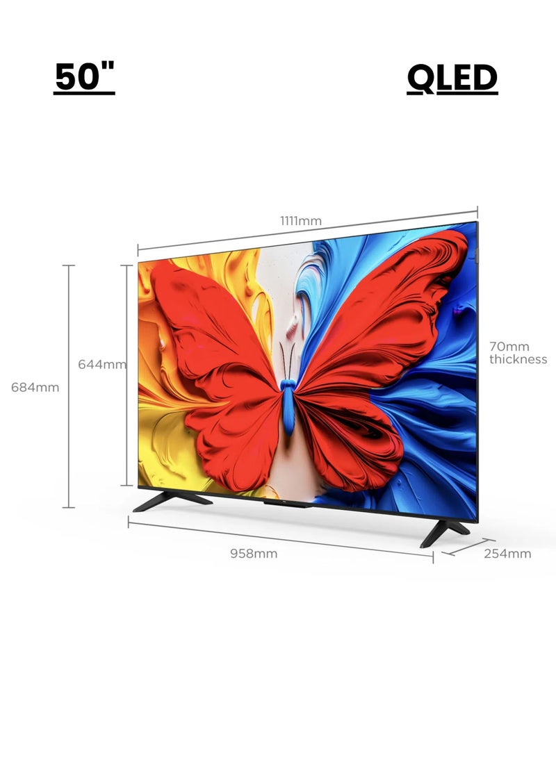 TCL 50 Inch S5K QLED Full HD Smart Google TV with Google Voice, HDR10, Dolby Audio, Google Cast, and Metallic Bezel-less Slim Design - 2025 Model 50S5K Black  - Image 2