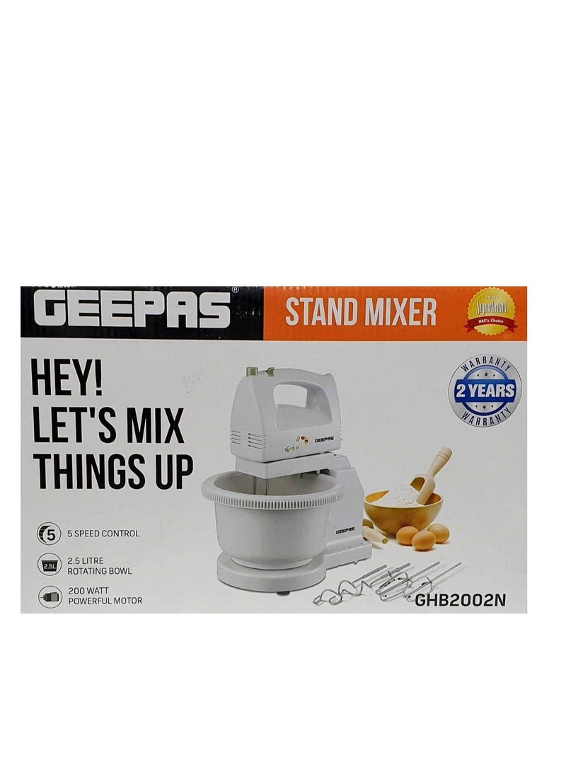 جيباس Hand Mixer With Stand & Bowl 250 W GHB2002N white  - Image 2