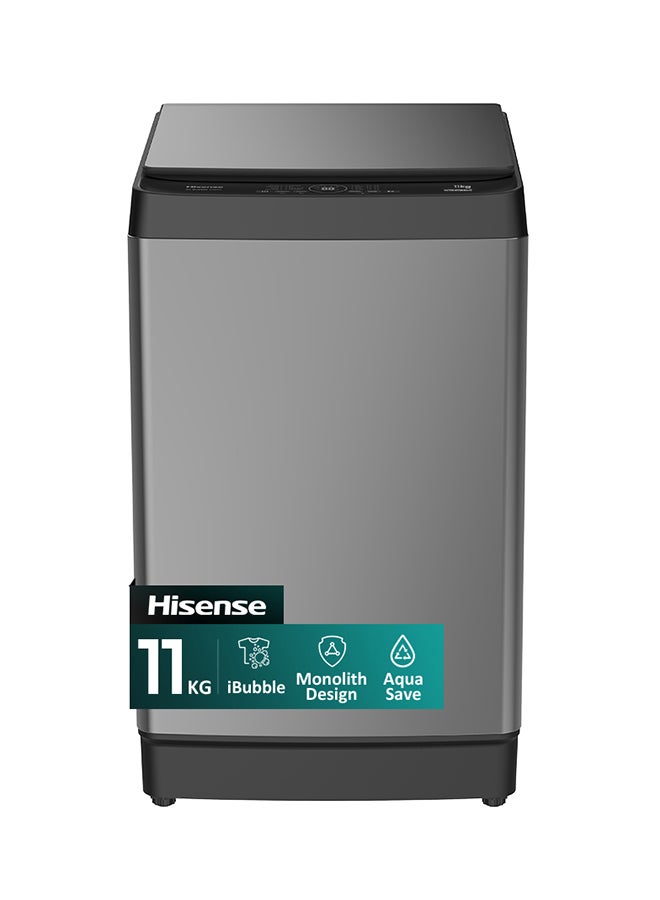 Hisense 11KG Top Loading Washing Machine WT3K1123UT, iBubble Clean,Monolith Design, Aqua Save, Soal Function, PureFlat Lid, Mega Capacity, Maxload Opening, Air Dry, Quick 15’, Magic Filter WT3K1123UT Titanium Gray - Image 1