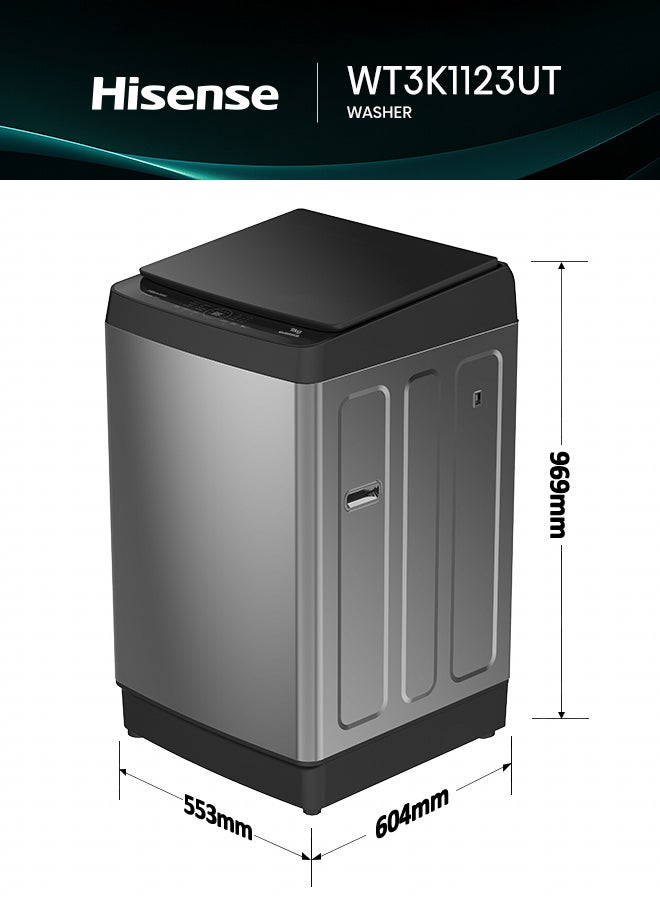 Hisense 11KG Top Loading Washing Machine WT3K1123UT, iBubble Clean,Monolith Design, Aqua Save, Soal Function, PureFlat Lid, Mega Capacity, Maxload Opening, Air Dry, Quick 15’, Magic Filter WT3K1123UT Titanium Gray - Image 4