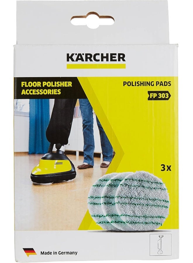 KARCHER FP303 Sealed Parquet/Laminate Polishing Pads x 3 White with Green Stripes - Image 3