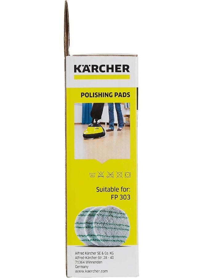 KARCHER FP303 Sealed Parquet/Laminate Polishing Pads x 3 White with Green Stripes - Image 4