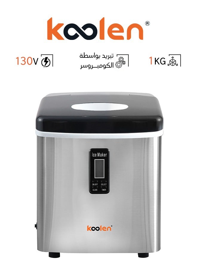 كولن Compact and Powerful Ice Maker - 1 kg - 130 W - Silver - 808100009 1 L 130 W 808.100.009 Silver  - Image 1