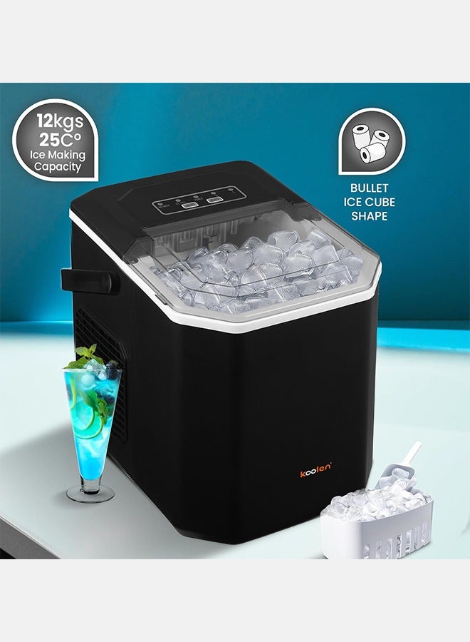 كولن Ice Maker - 12Kgs 25°C Ice Capacity Daily - 1.3L Water Tank Storage - Bullet Ice Cube Shape - Water Shortage Indicator - Infrared Sensor - LED Display - Black - 808.100.008 1.3 L 100 W 808.100.008 Black  - Image 3