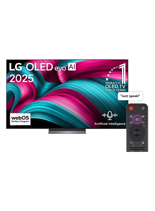 إل جي 55 inch LG OLED evo AI C5 4K 144Hz Smart TV AI Magic remote webOS25 2025 OLED55C56LA black  - Image 1