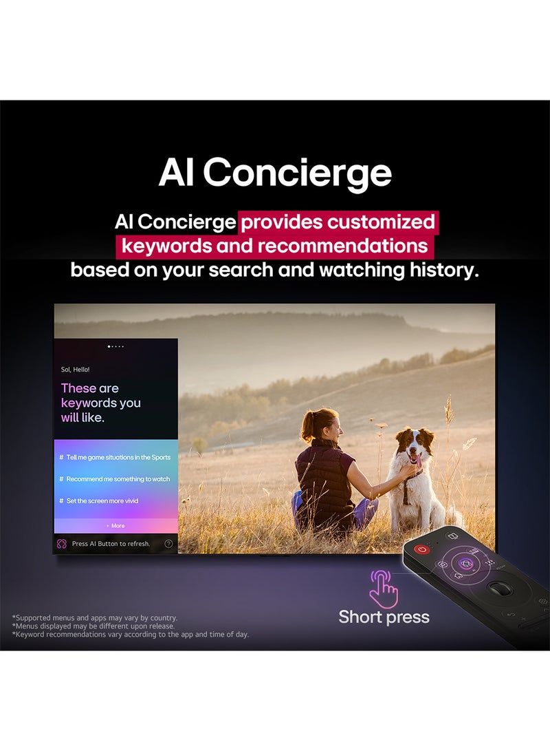 OLED83G56LA 83 inch OLED evo AI G5 4K VRR 165Hz 0.1ms surround sound with virtual 11.1.2 Smart Dolby Atmos Dolby Vision / HDR10 / H TV AI Magic remote webOS25 2025 OLED83G56LA black