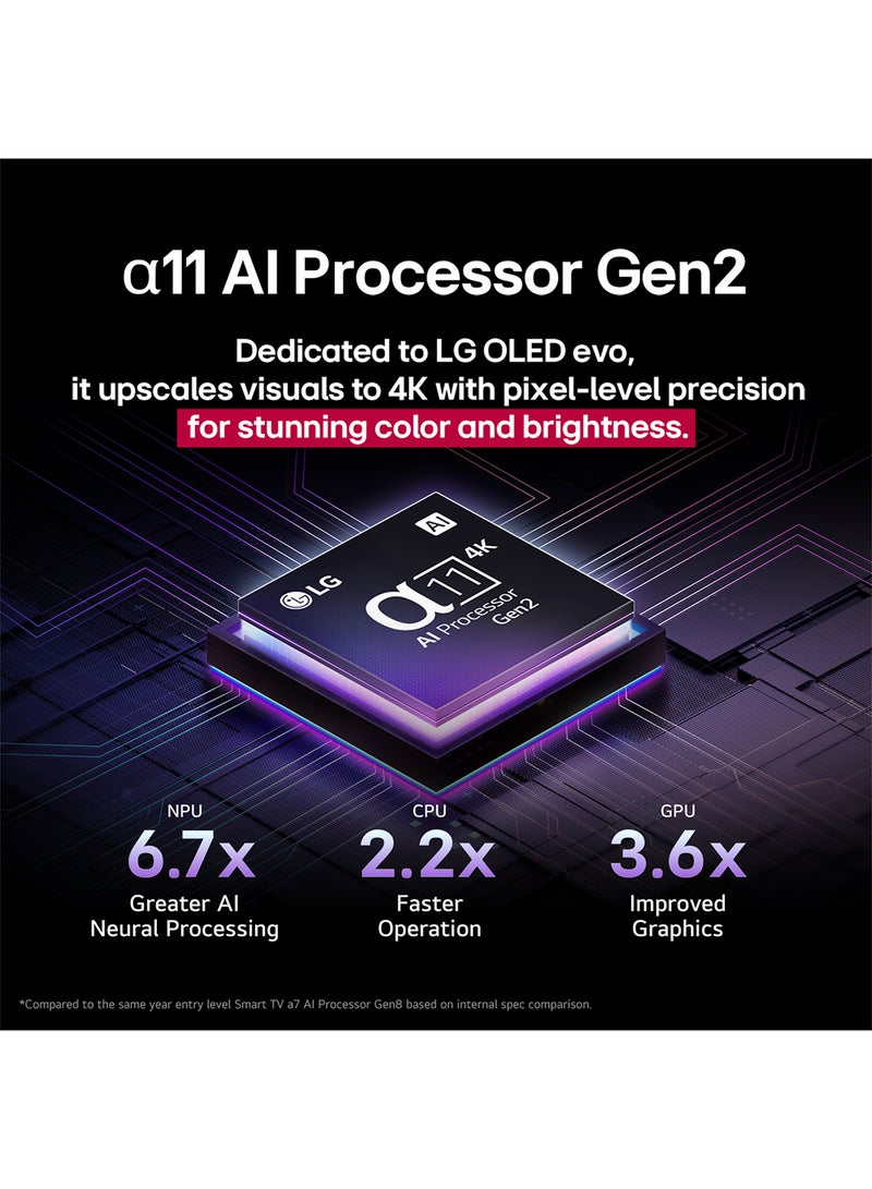 إل جي OLED83G56LA 83 inch OLED evo AI G5 4K VRR 165Hz 0.1ms surround sound with virtual 11.1.2 Smart Dolby Atmos Dolby Vision / HDR10 / H TV AI Magic remote webOS25 2025 OLED83G56LA black  - Image 4