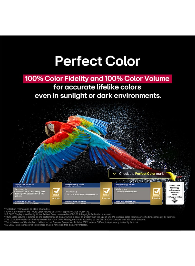 OLED83G56LA 83 inch OLED evo AI G5 4K VRR 165Hz 0.1ms surround sound with virtual 11.1.2 Smart Dolby Atmos Dolby Vision / HDR10 / H TV AI Magic remote webOS25 2025 OLED83G56LA black