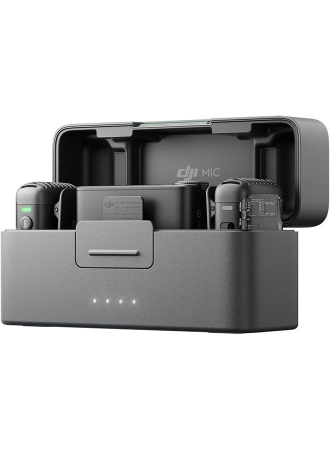dji Mic 2 (2 TX + 1 RX + Charging Case), All-in-one Wireless Microphone, Intelligent Noise Cancelling, 32-bit Float Internal Recording, 250m (820 ft.) Range, Microphone for iPhone, Android, Camera Grey  - Image 5