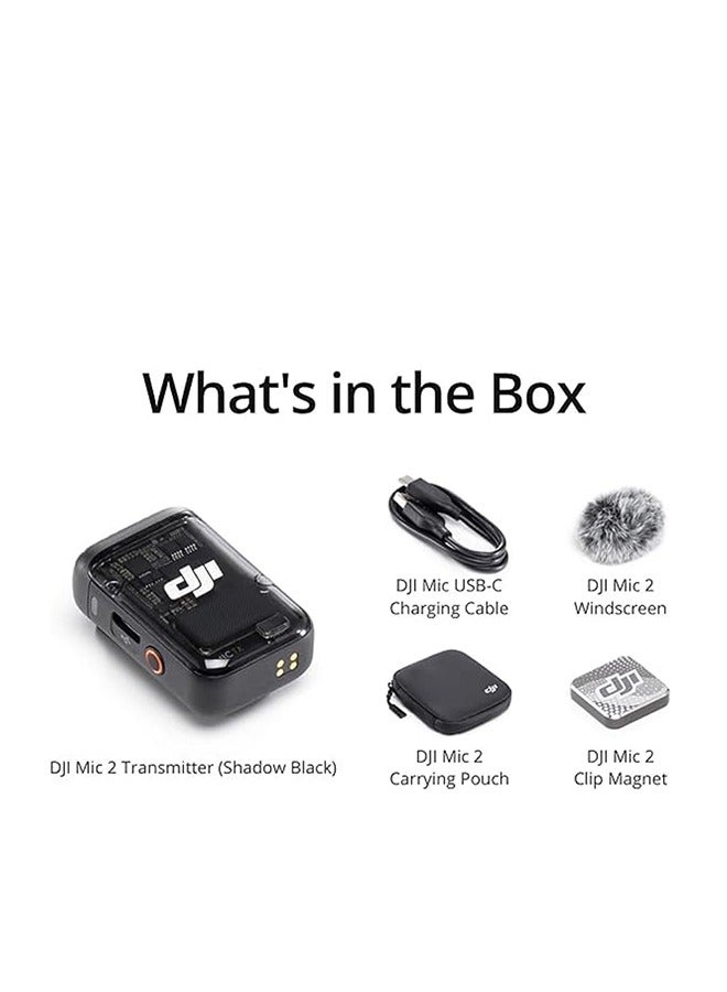dji Mic 2 Transmitter (Shadow Black), Wireless Microphone With Intelligent Noise Cancelling, 14-Hour Internal Recording, 6-Hour Battery, Magnetic Attachment, Bluetooth Microphone, YouTube, Vlogs Black  - Image 5