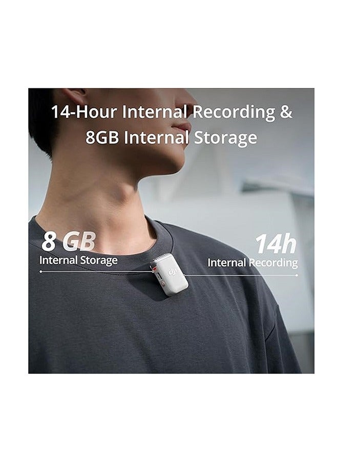 dji Mic 2 Transmitter (Pearl White), Wireless Microphone with Intelligent Noise Cancelling, 14-Hour Internal Recording, 6-Hour Battery, Magnetic Attachment, Bluetooth Microphone, YouTube, Vlogs White  - Image 4