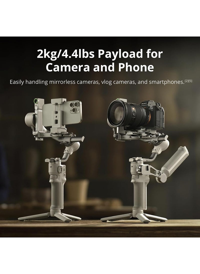 dji RS 4 Mini Combo, Gimbal Stabilizer for Camera Canon/Sony/Panasonic/Nikon/Fujifilm, Auto Axis Locks, Intelligent Tracking, 2kg/4.4lbs Payload, Camera Gimbal, Briefcase Handle Grey  - Image 5