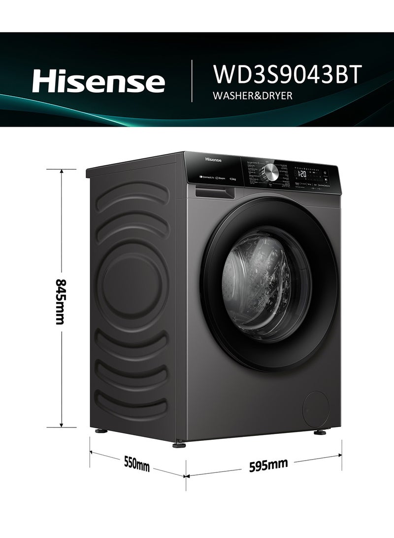 هايسنس غسالة ومجفف تحميل أمامي 9/6 كجم، 1400 دورة في الدقيقة، محرك BLDC العاكس، مزودة بتقنية الواي فاي مع تطبيق ConnectLife - - Image 2