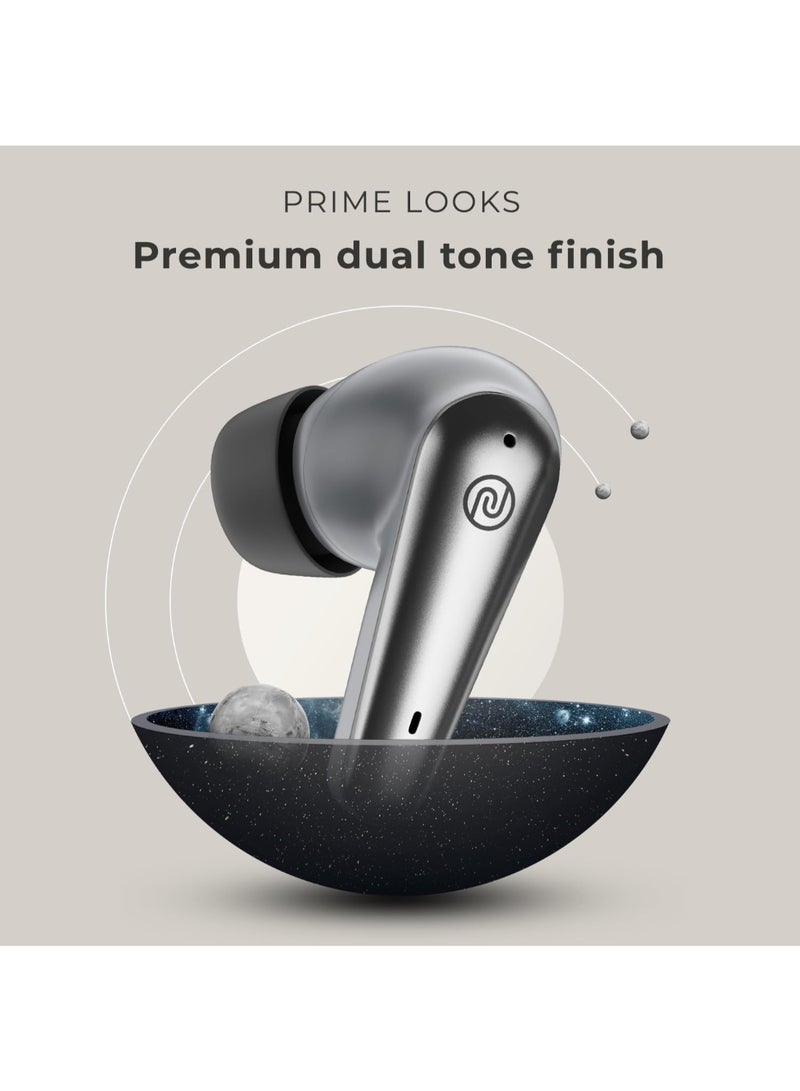نويز Buds X Prime | TWS Earbuds with 120H Playtime | Quad Mic ENC | Instacharge | 11mm Driver | Dual Tone Finish | BT v5.3 - Silver Grey - Image 4
