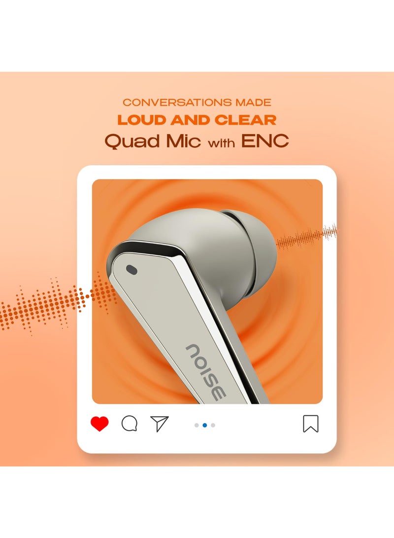 Noise Buds N1 | TWS Earbuds with 40H Playtime | Quad Mic ENC | 40ms Low Latency | Instacharge | Chrome Finish | BT v5.3 - Beige - Image 5