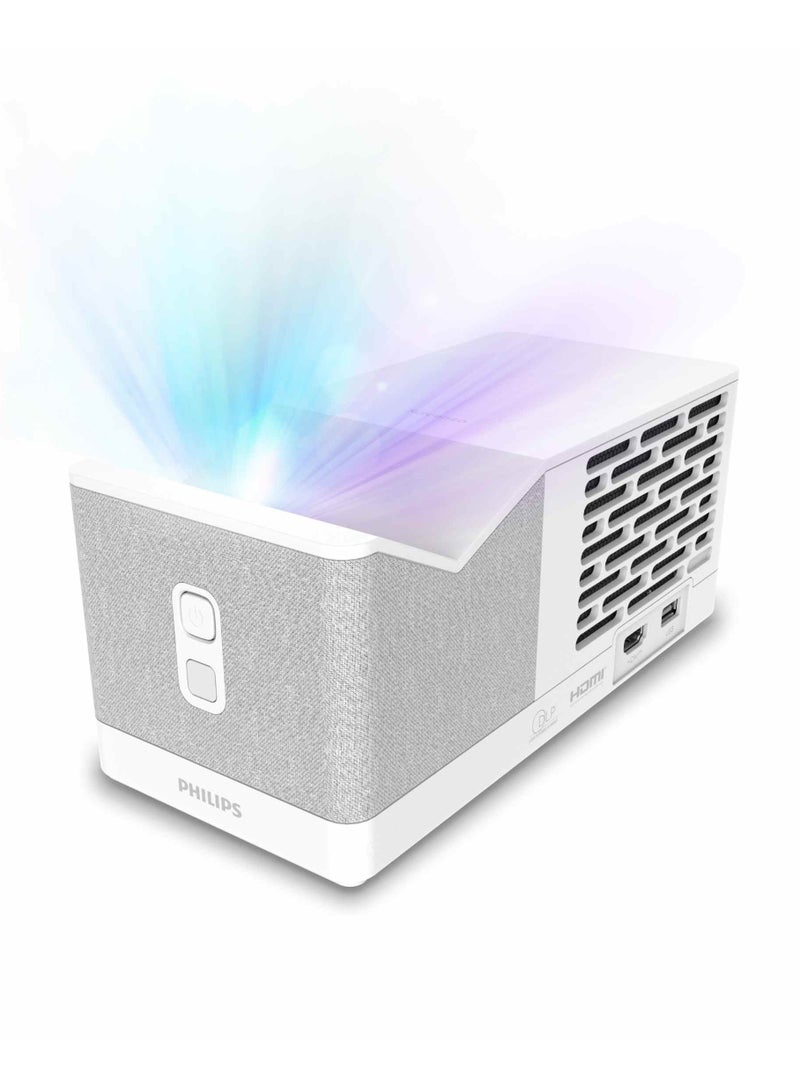 Philips Screeneo 335, S-LU5 Video Projector, Ultra Short Throw, 100" Screen, Full HD with 108% REC2020, LuminOS System, Built-in Apps, Ultra Compact SCN355/INT White