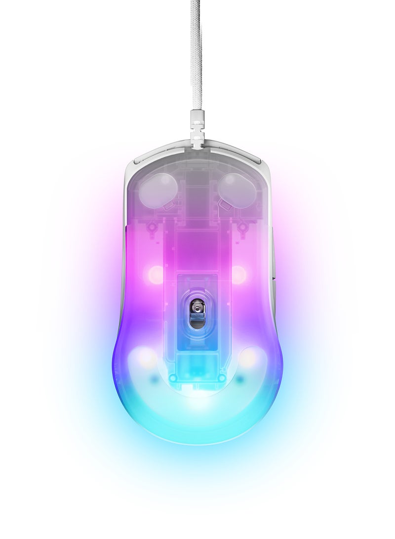 steelseries Rival 3 Gen 2 Gaming Mouse - 8500 DPI TrueMove Core Optical Sensor - 60 Million Clicks Guaranteed - Low Latency - 77g Lightweight - PTFE Gliding Feet - RGB - White - Image 2