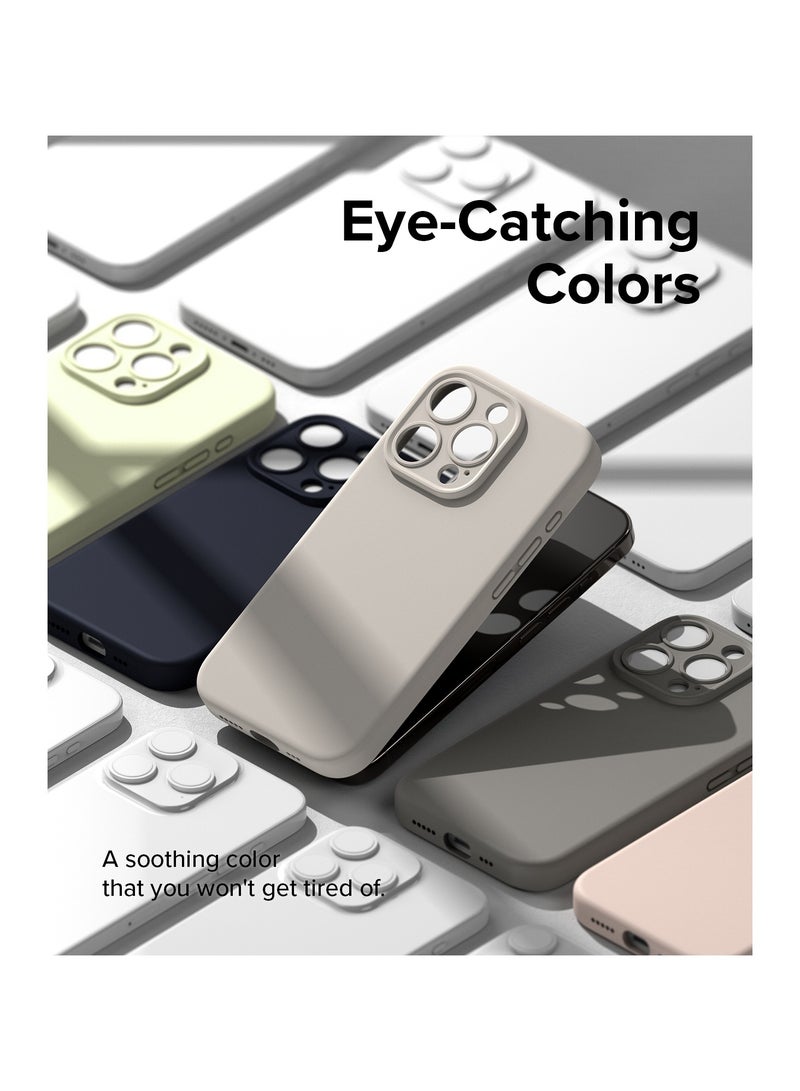 Ringke Silicone Magnetic [Compatible with MagSafe] Designed for iPhone 15 Pro Max Case, Feels Velvety Lightweight Slim Cute Soft Phone Cover for Women, Men STONE - Image 5