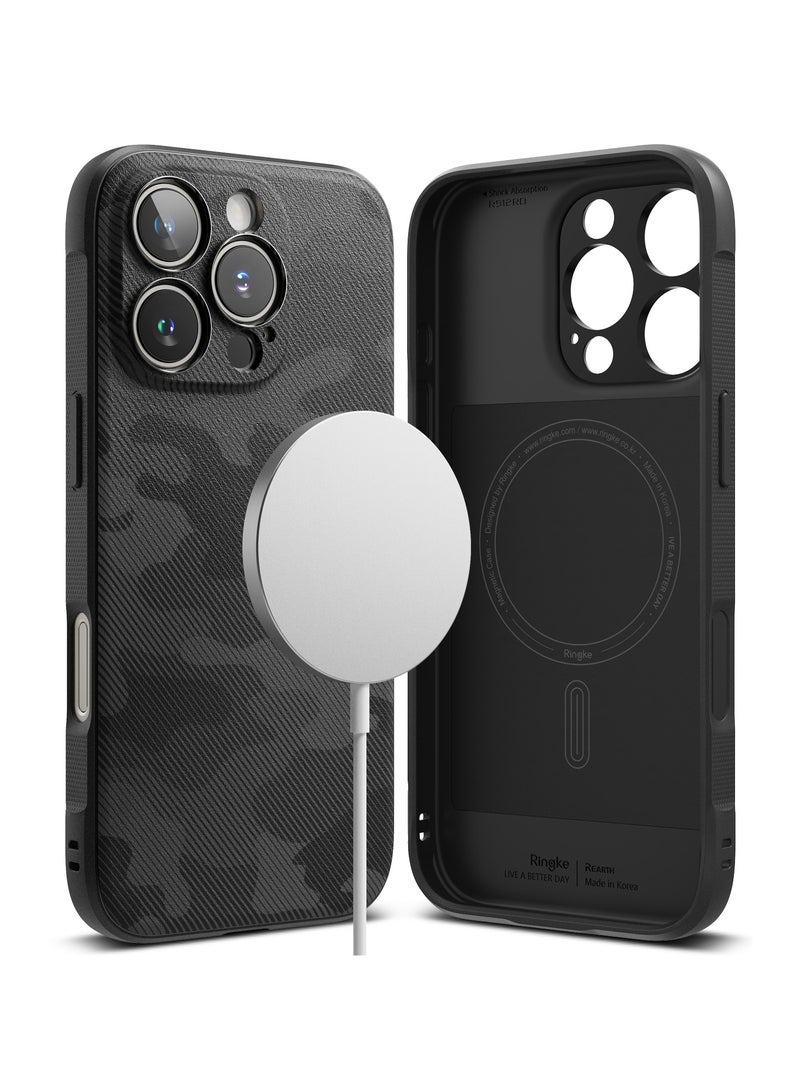 رينجك Onyx Magnetic [Compatible with MagSafe] Compatible with iPhone 16 Pro Max Case, Anti-Fingerprint Technology Prevents Oily Smudges Non-Slip Enhanced Grip Precise Cutouts for Camera MAGNETIC CAMO BLACK - Image 1