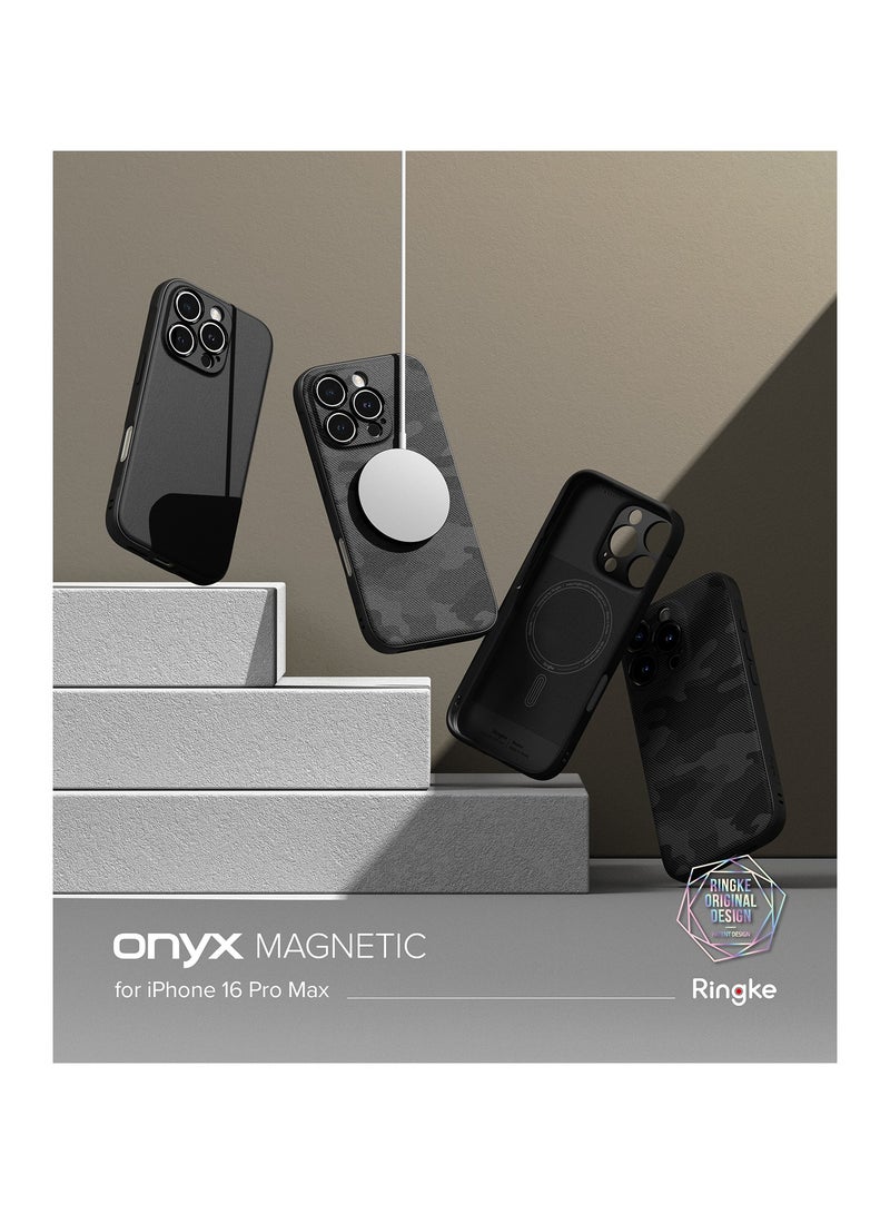 رينجك Onyx Magnetic [Compatible with MagSafe] Compatible with iPhone 16 Pro Max Case, Anti-Fingerprint Technology Prevents Oily Smudges Non-Slip Enhanced Grip Precise Cutouts for Camera MAGNETIC CAMO BLACK - Image 2