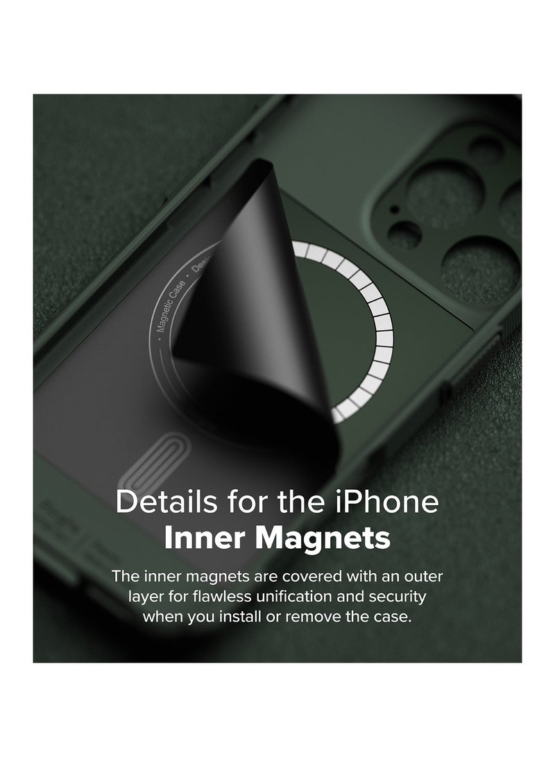 Ringke Rugged Gear Magnetic [Compatible with MagSafe] Compatible with iPhone 16 Pro Max Case, Prevents Oily Smudges Non-Slip Enhanced Grip Protective Cover Precise Cutouts for Camera MAGNETIC DARK GREEN - Image 4
