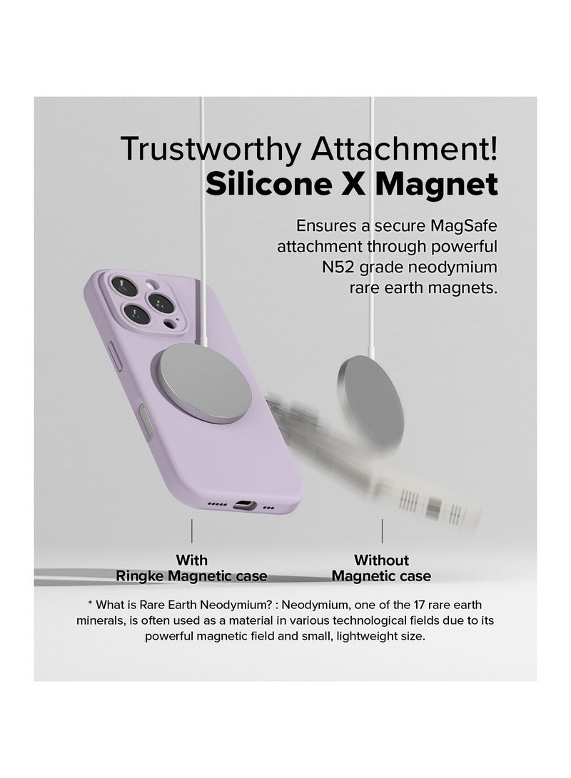 Ringke Silicone Magnetic [Compatible with MagSafe] Designed for iPhone 16 Pro Max Case, Feels Velvety Lightweight Slim Cute Soft Phone Cover for Women, Men LIGHT PURPLE - Image 4
