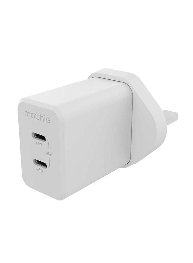 mophie Wall Adapter Dual USB C PD 45W GAN - White UK white - Image 1