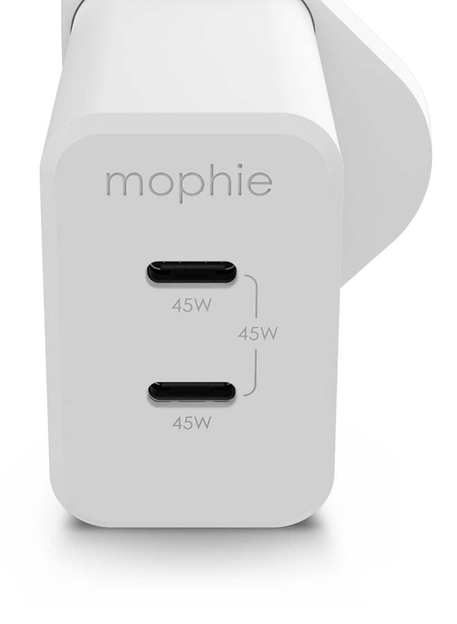 mophie Wall Adapter Dual USB C PD 45W GAN - White UK white - Image 3