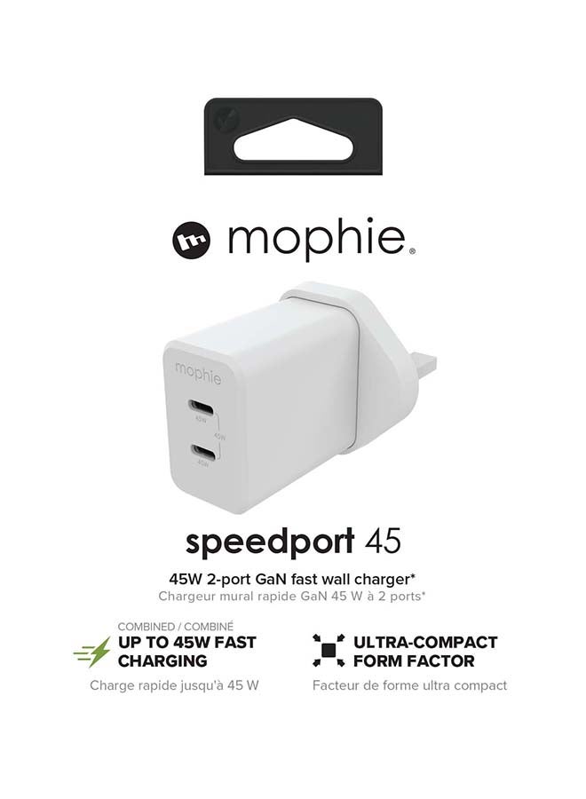 mophie Wall Adapter Dual USB C PD 45W GAN - White UK white - Image 5