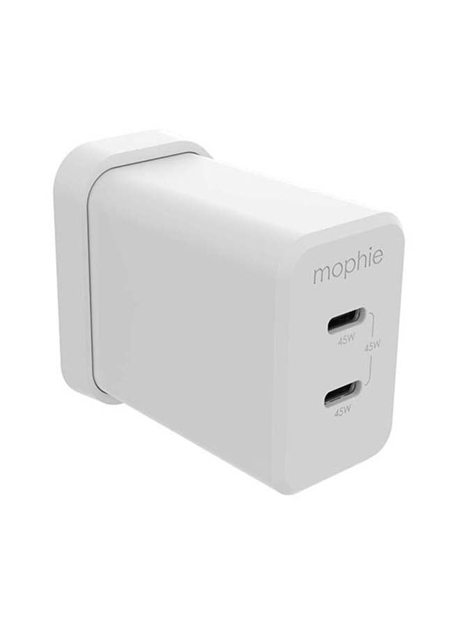mophie Wall Adapter Dual USB C PD 45W GAN - White UK white - Image 2