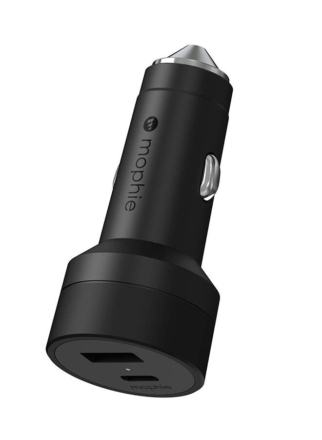 mophie 42W Dual USB-C + USB-A Car Charger - Black Black  - Image 1